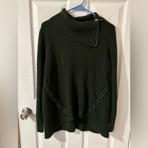 Design History Green Zip Neck Sweater- Women’s Large